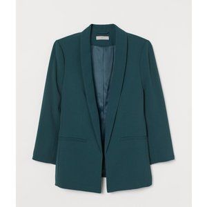 H&M Dark Teal Shawl Collar Open Blazer